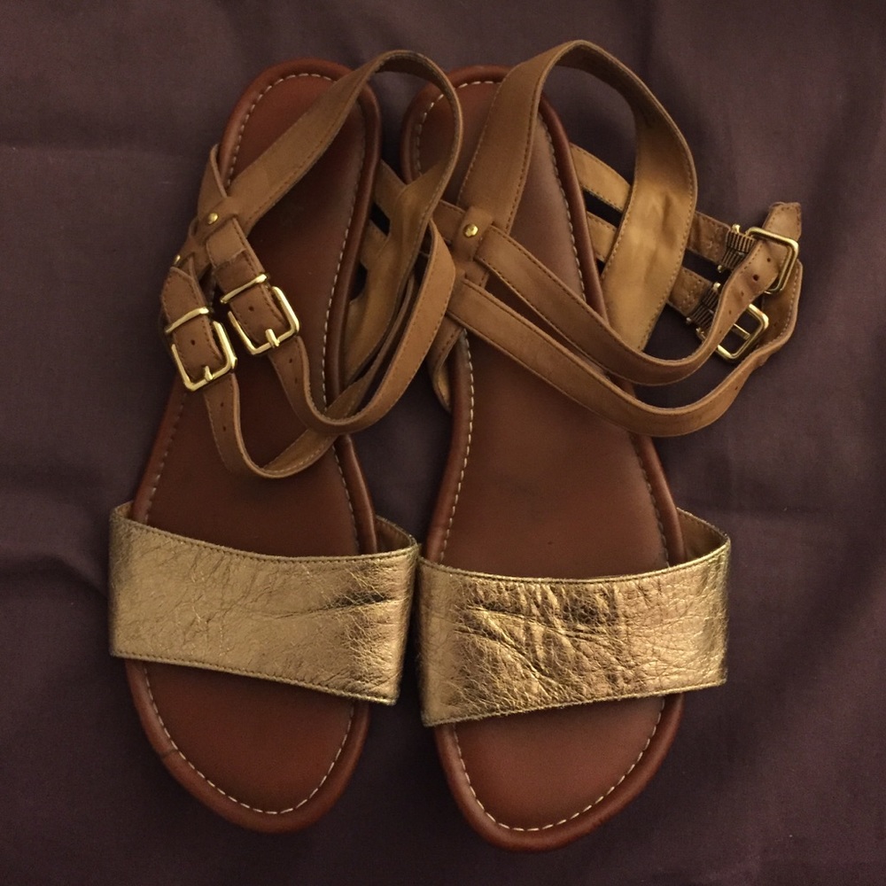 Brown and gold sandals