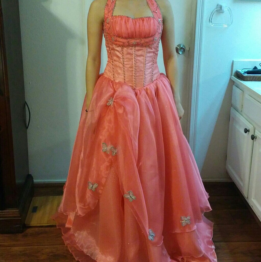 Coral Pink Quinceanera Dress