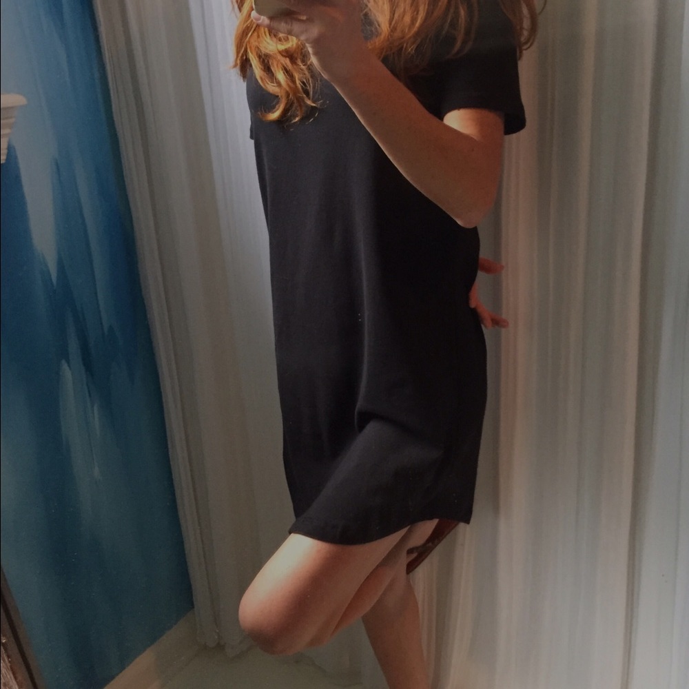 Sold out* Black Crew Neck Tee Shirt Dress - Picture 1 of 4