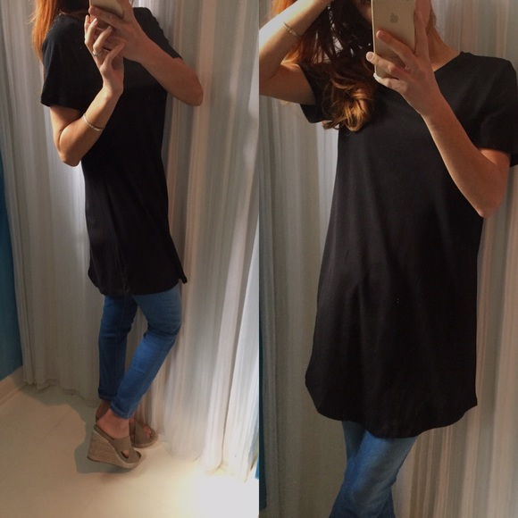 Sold out* Black Crew Neck Tee Shirt Dress - Picture 4 of 4
