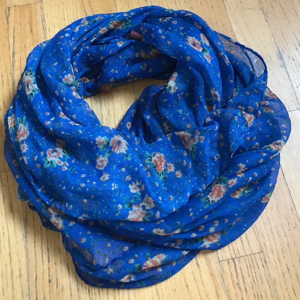 Blue floral infinity scarf