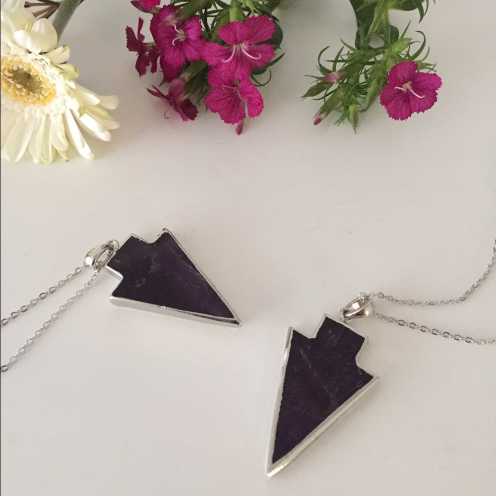 Amethyst Stone Arrowhead Necklace