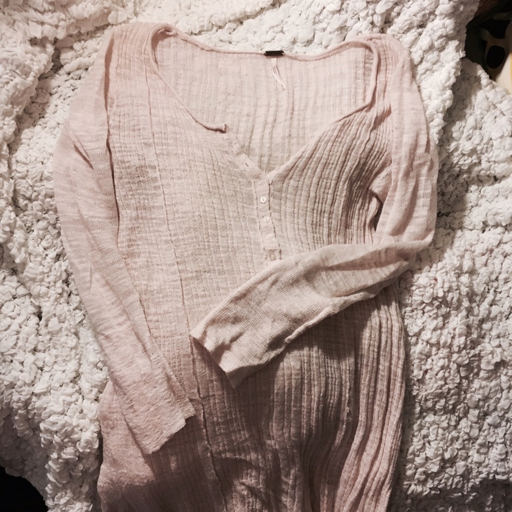 Free people long sleeve light crochet top