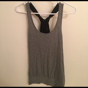 Slouchy gray tank with braided back detail