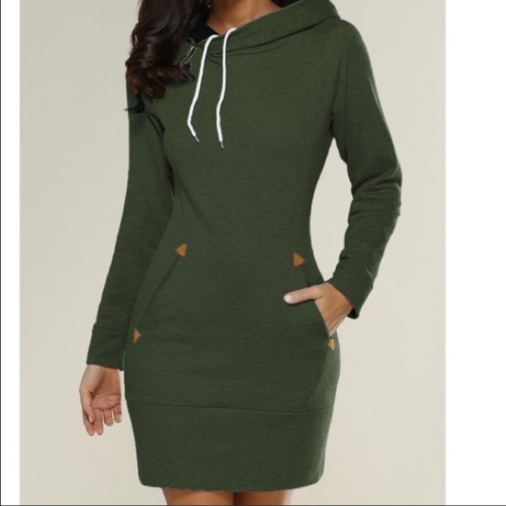Large green hoodie dress