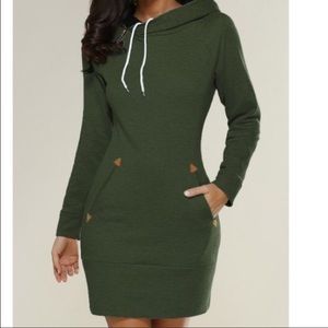 Large green hoodie dress