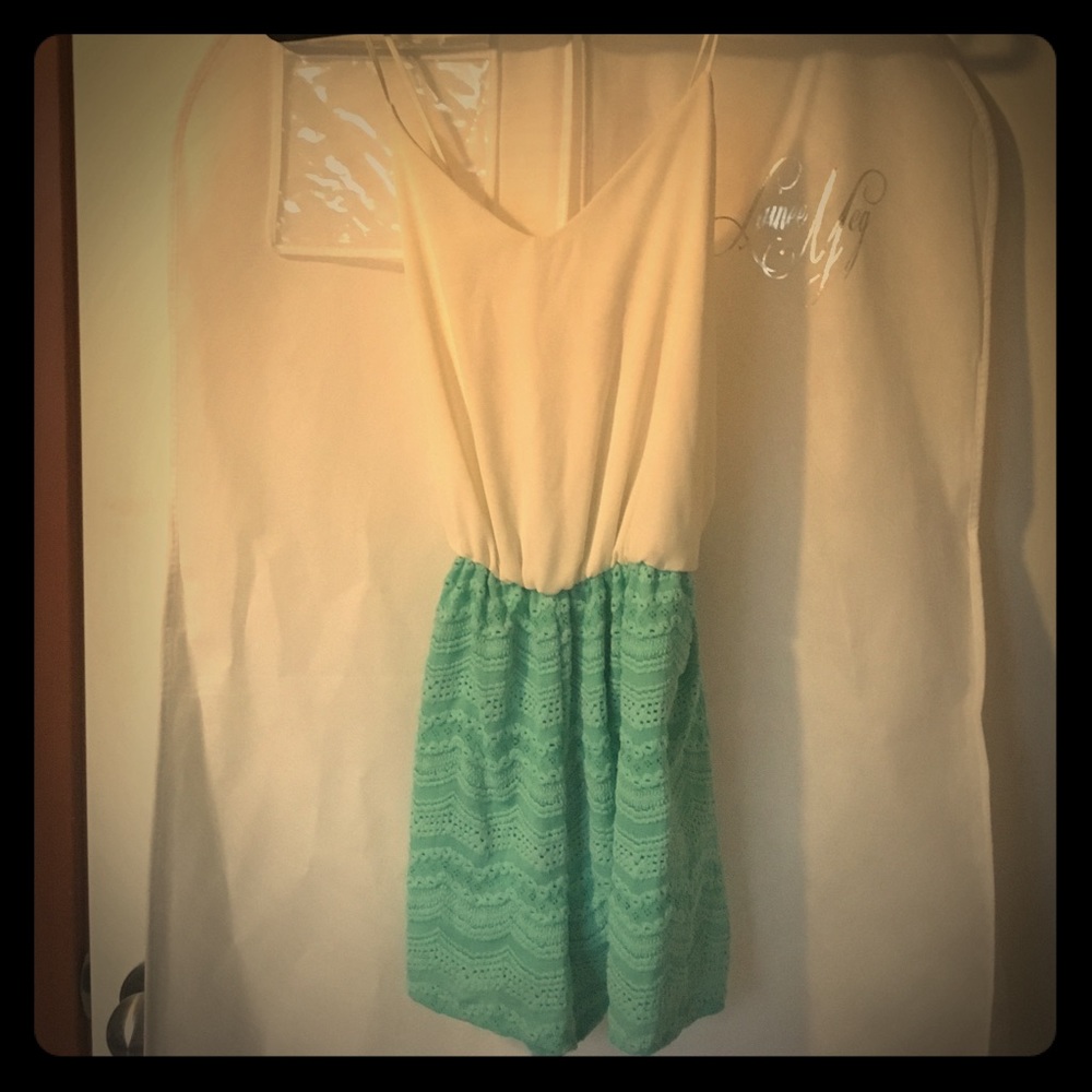 Mint and white romper