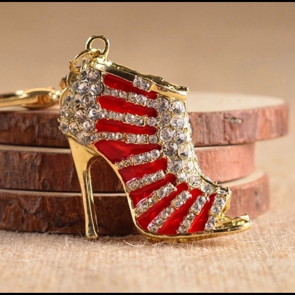 💙High Heel Shoe Rhinestone Keychain/Tassel