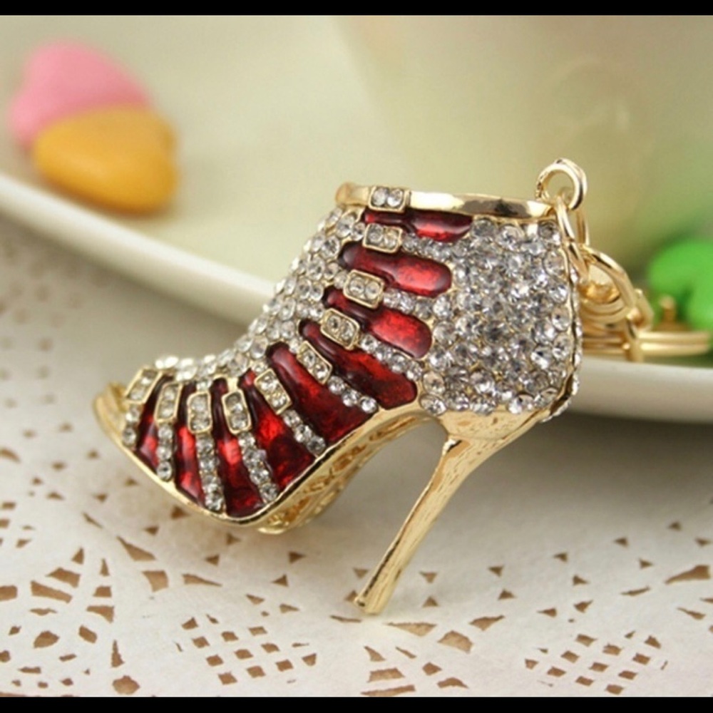 💙High Heel Shoe Rhinestone Keychain/Tassel - Picture 2 of 5