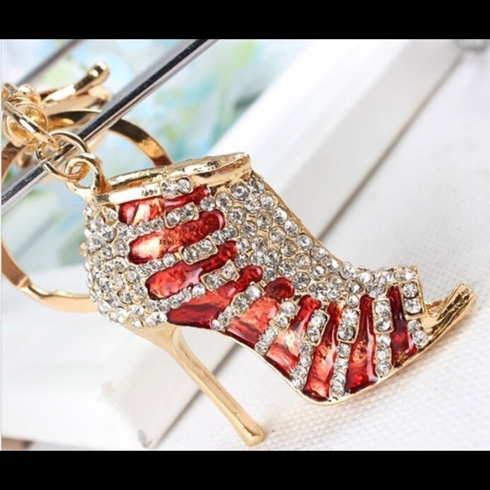 💙High Heel Shoe Rhinestone Keychain/Tassel - Picture 3 of 5
