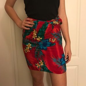 Hawaiian print wrap skirt