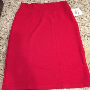 LuLaRoe Cassie red stretchy pencil skirt