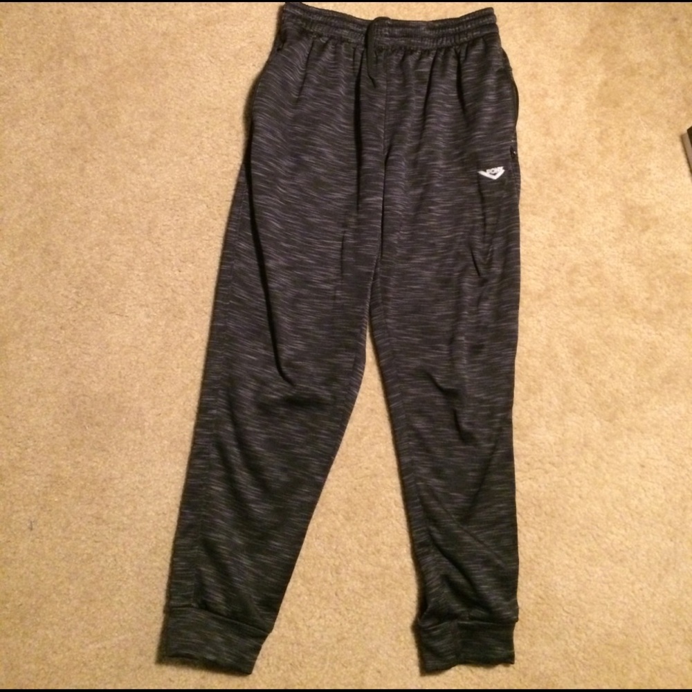 Men's black and white polyester joggers