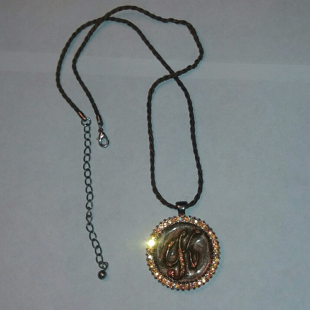 "K" Initial Brown Necklace
