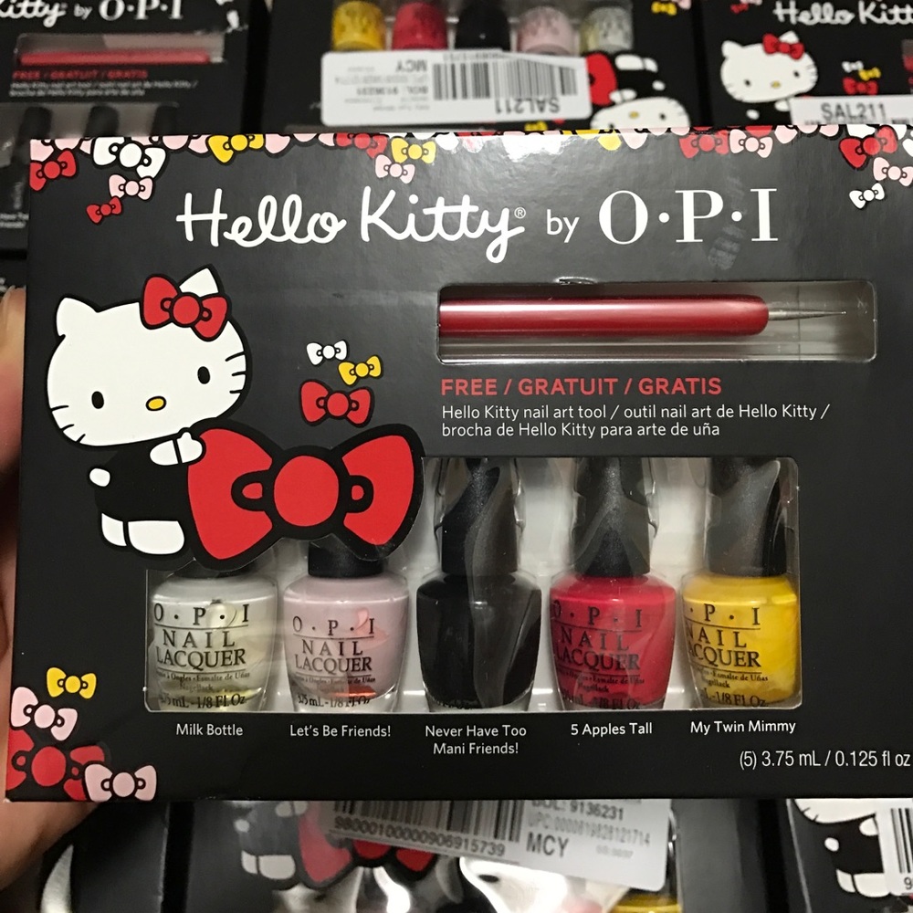 Hello kitty by OPI with nail art tool.Nail polish