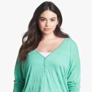 PINK LOTUS Nordstrom L/S Green Shimmer Blouse