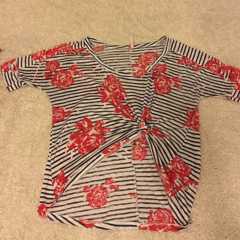 rue21 Flowy Flower Striped Tee Shirt