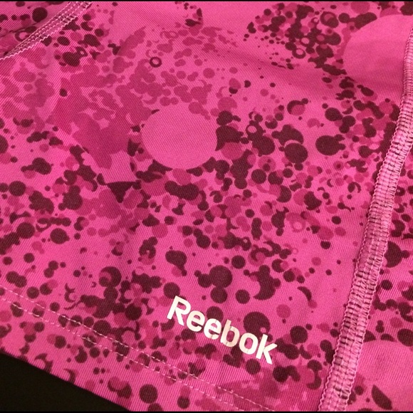 Pink splatter paint spandex workout shorts - Picture 3 of 3