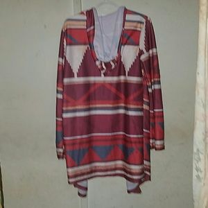 Long Aztec coat with hood