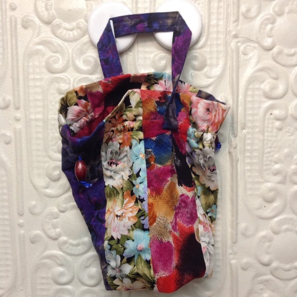 Beautiful flower print reversible bag with pocket - Picture 7 of 8