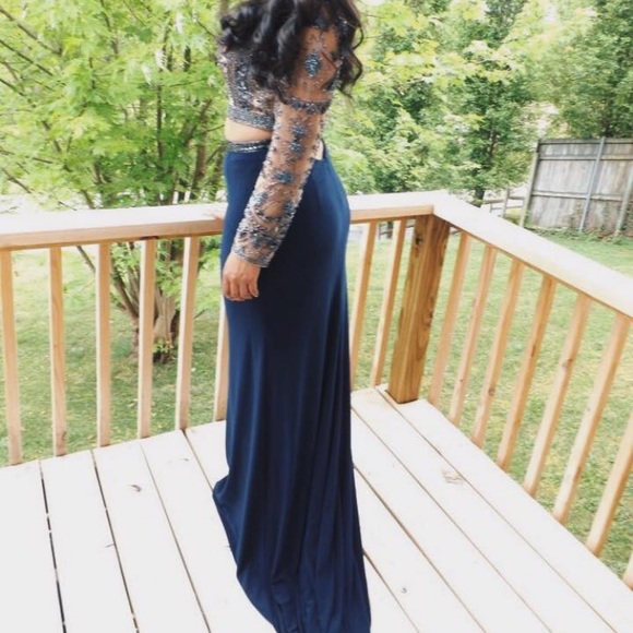 Sherri Hill Navy 2 Piece Prom Dress - Picture 2 of 3