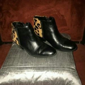 Cheetah Print / Black Leather Booties