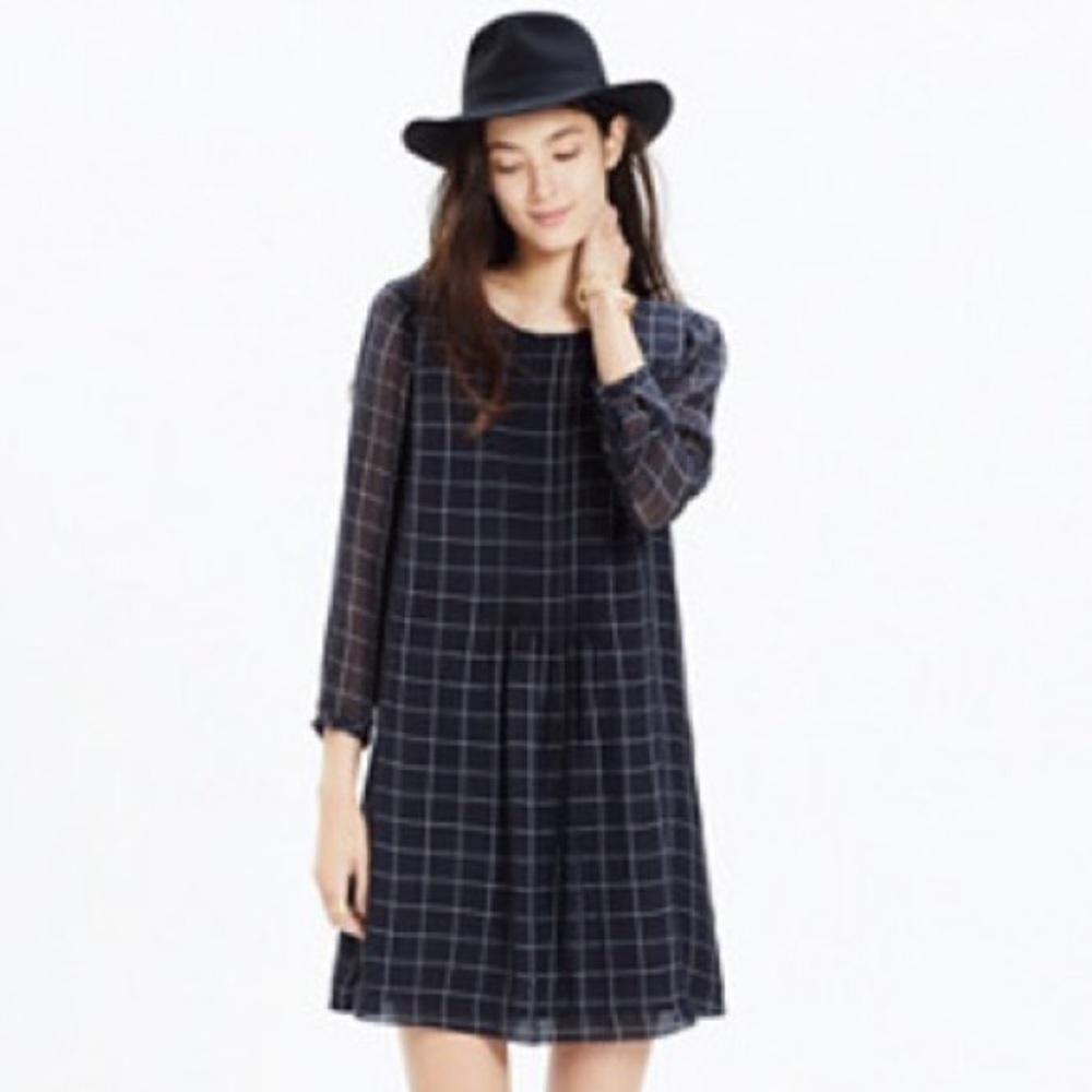 NWT Madewell Silk Windowpane Dress Size 2