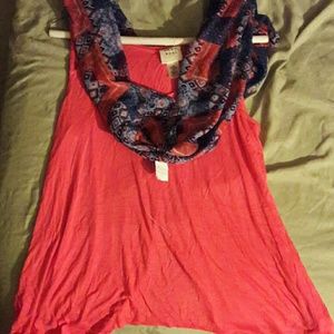 Cute tank with infinity scarf
