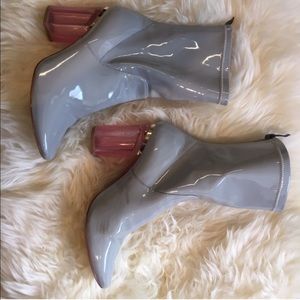 Grey heeled boots