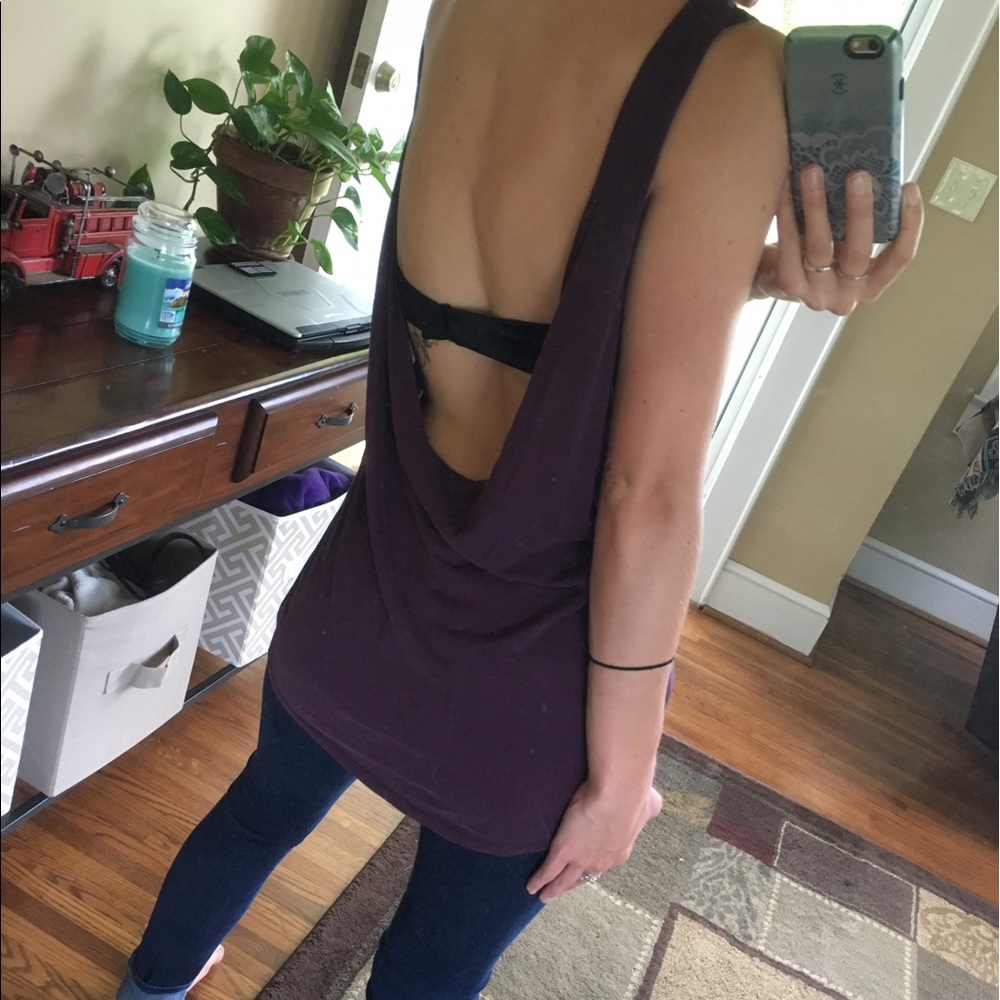 Purple open back tank top