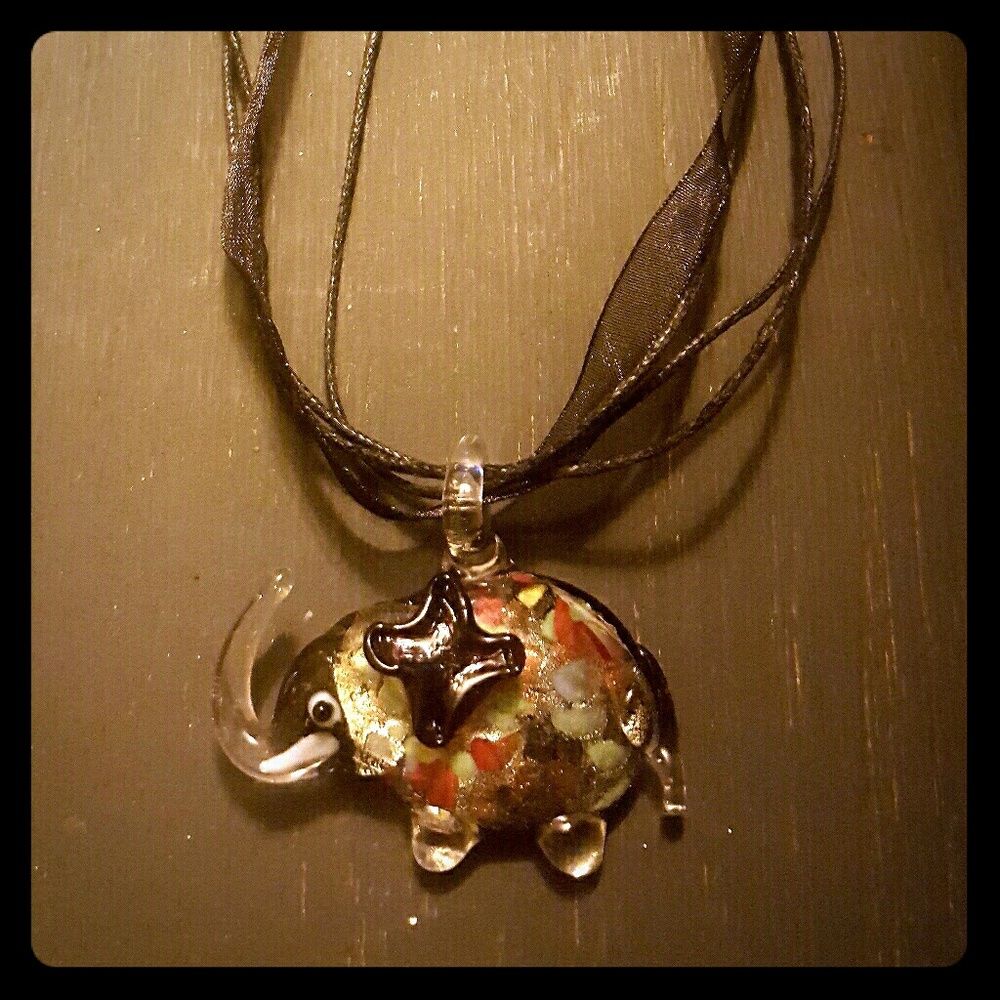 Glass Blown Elephant Necklace