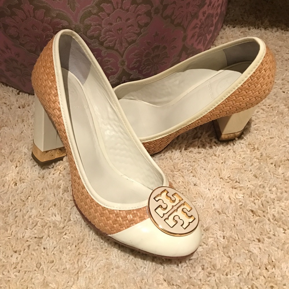 Tory Burch woven logo pumps