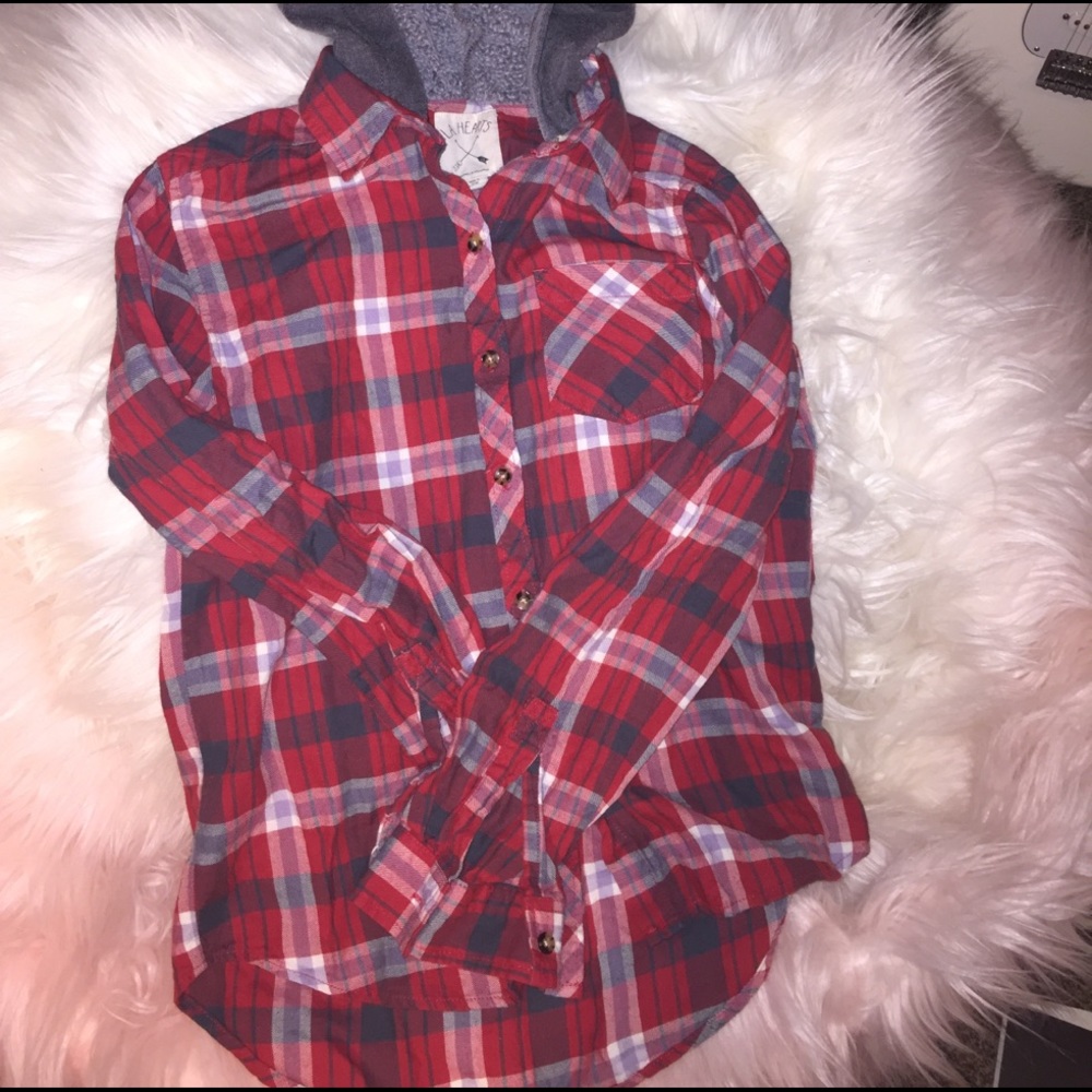 Flannel with built in hood.