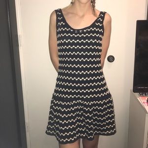 Navy blue and cream dress