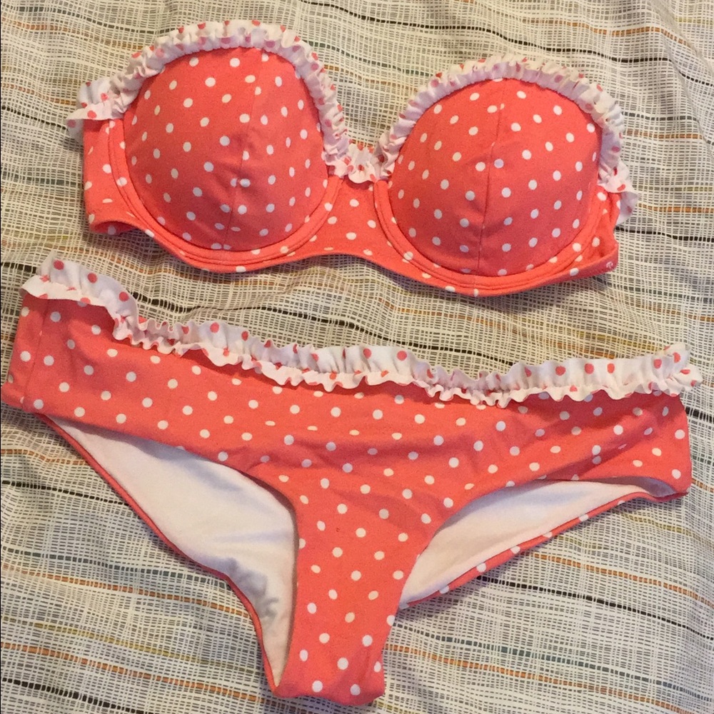 Victoria's Secret pink polkadot bikini set