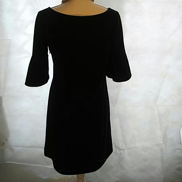 SOLD Ann Taylor Loft Black Shift Dress Bell Sleeve - Picture 2 of 4