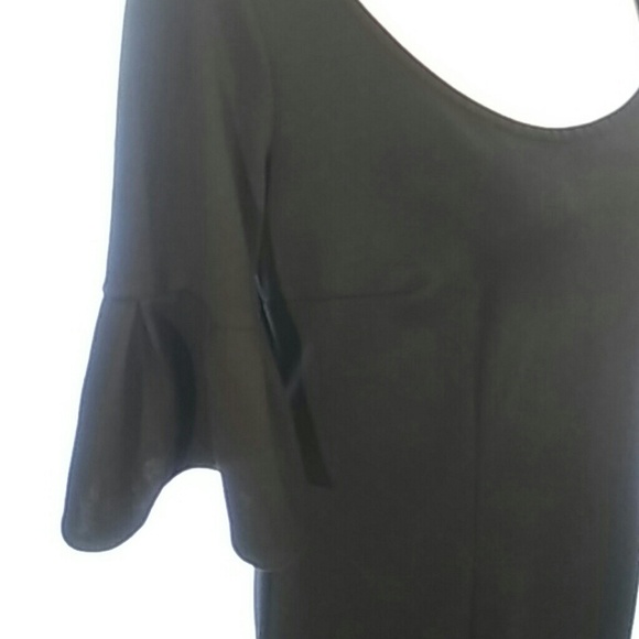 SOLD Ann Taylor Loft Black Shift Dress Bell Sleeve - Picture 3 of 4