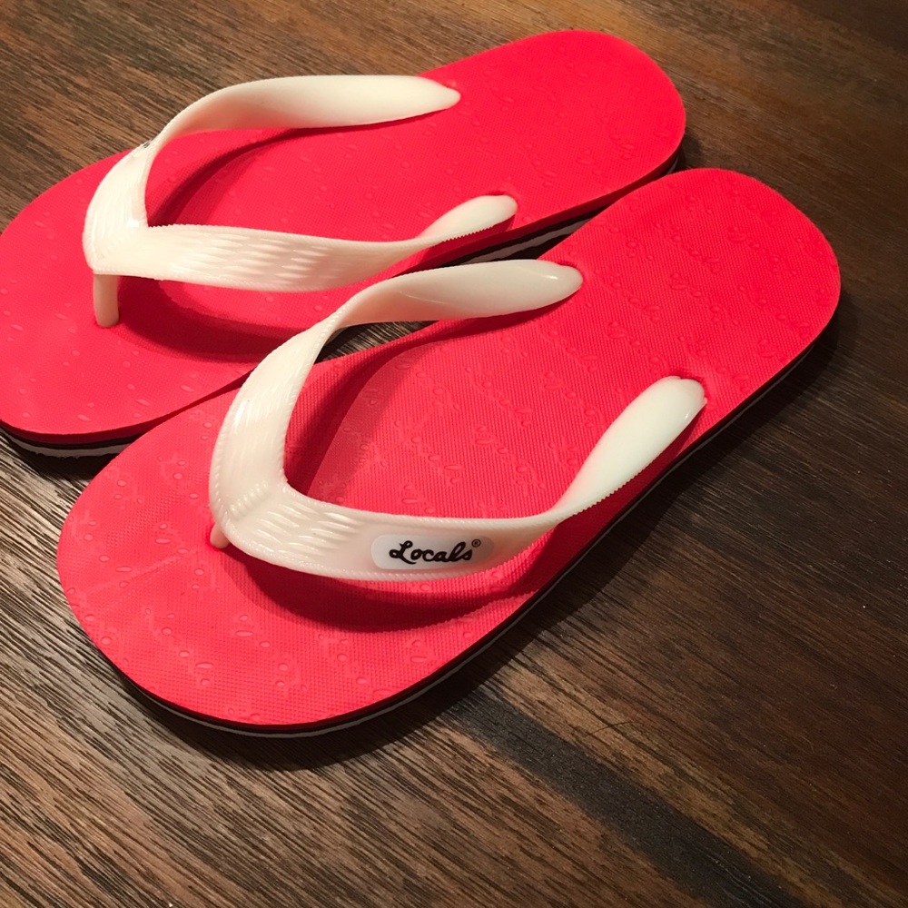 Locals flip flops red and white