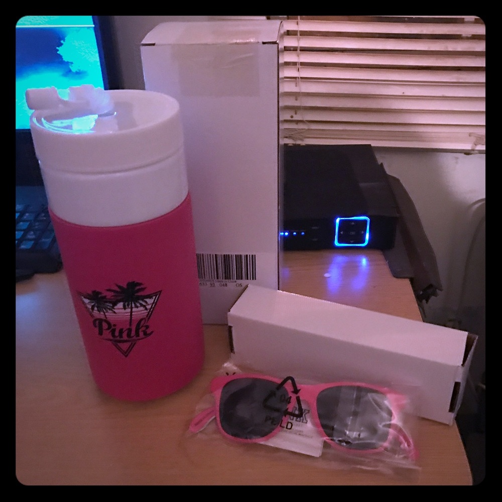 PINK water bottle and sunglasses NWT