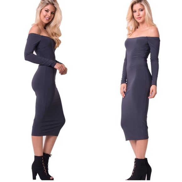 Demure Dress in Charcoal - Picture 1 of 1