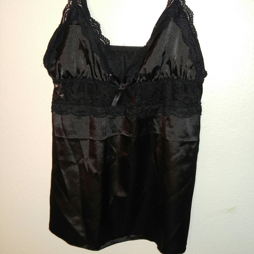Black satin cami lingerie top