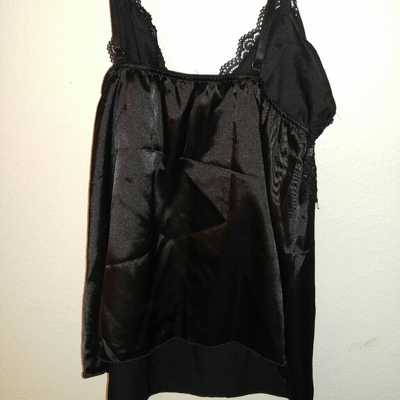 Black satin cami lingerie top - Picture 2 of 2
