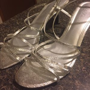 Silver strappy heels