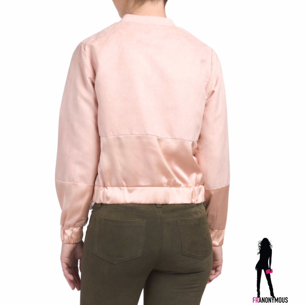 Pink Sueded Satin Bomber Jacket - Picture 2 of 5