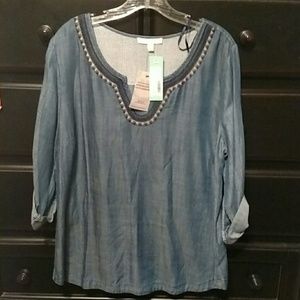 Skies are Blue Denim Chambray Top