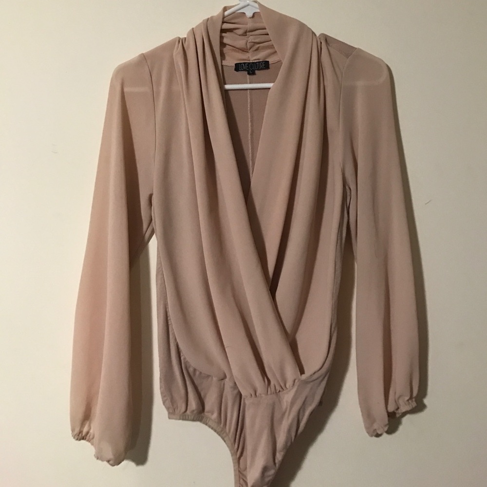 Love Culture Nude Deep Plunge Bodysuit