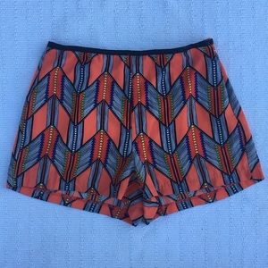 Printed Shorts With Pleather Trimmed Waist