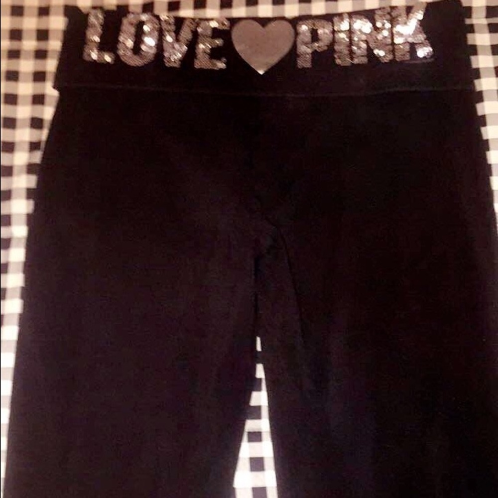 VS Pink glitter Crop Yoga Pants