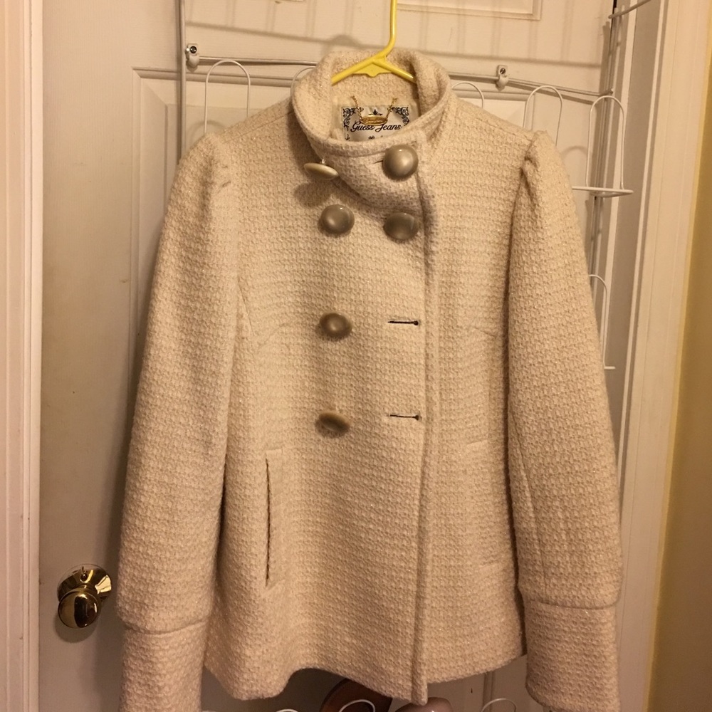 Cream and specked gold guess coat