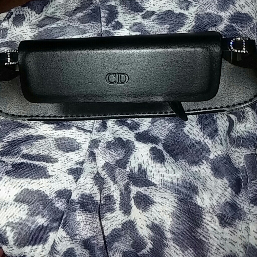 Christian Dior black wire framed readers w/ case